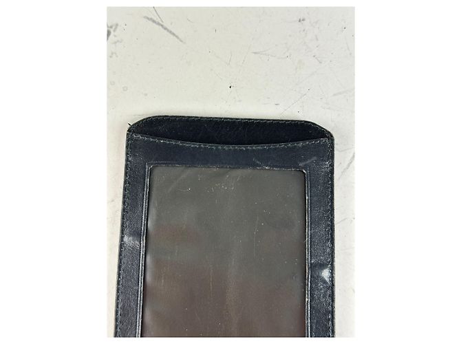 Triomphe Céline Vintage Celine Leather Card Holder Black Gold - view 3