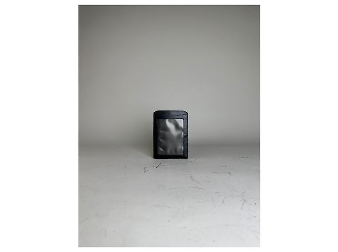 Triomphe Céline Vintage Celine Leather Card Holder Black Gold - view 8