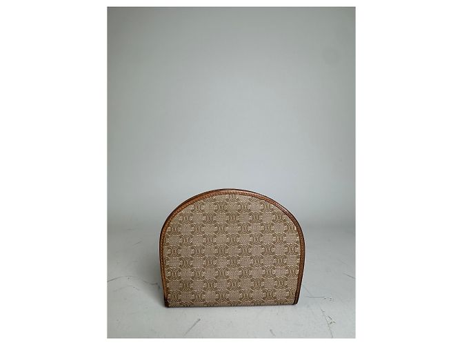 Edge Céline Vintage Celine Canvas Leather Trim Wallet Beige Brown - view 2