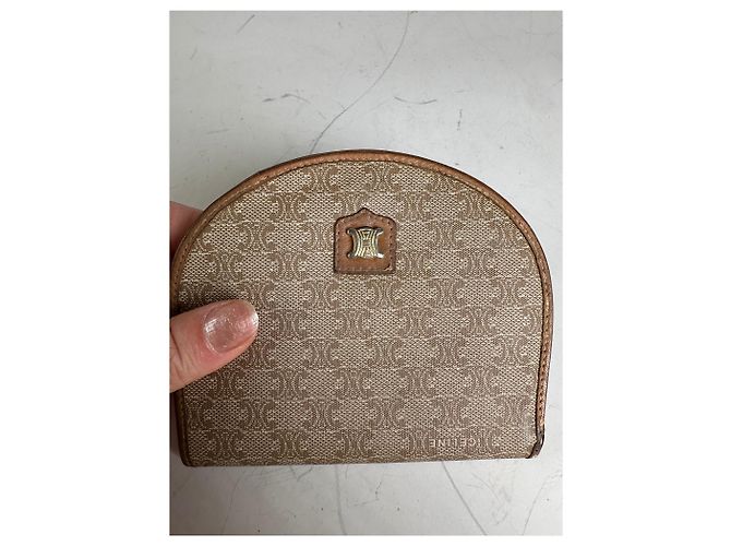 Edge Céline Vintage Celine Canvas Leather Trim Wallet Beige Brown - view 3