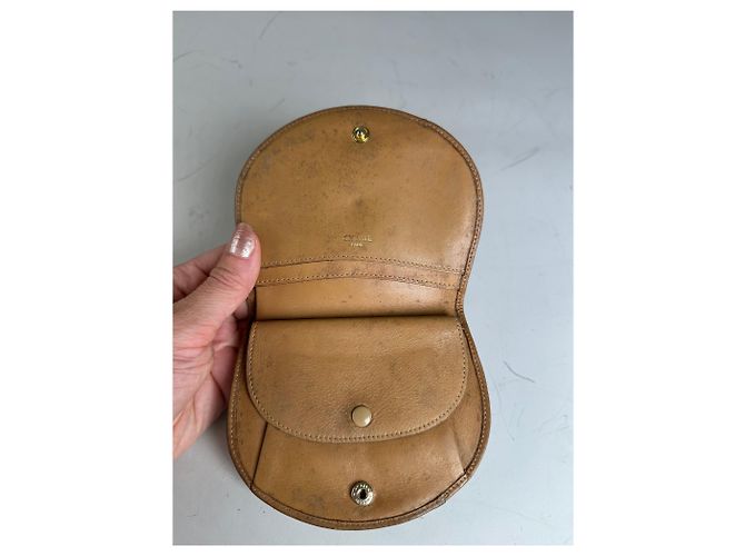 Edge Céline Vintage Celine Canvas Leather Trim Wallet Beige Brown - view 4