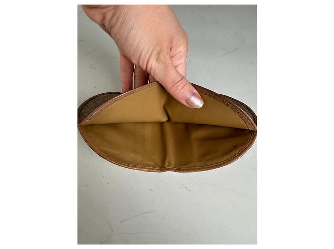 Edge Céline Vintage Celine Canvas Leather Trim Wallet Beige Brown - view 7