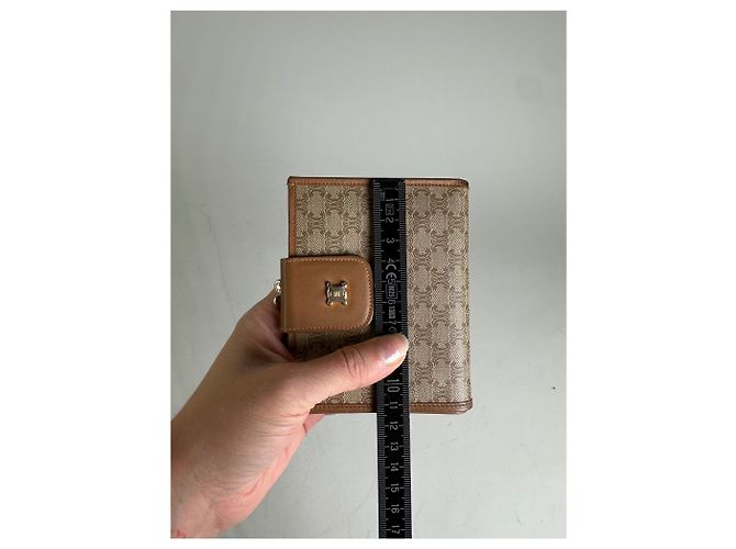 Céline Vintage Celine Macadam Monogram Canvas Wallet Beige Brown - view 8
