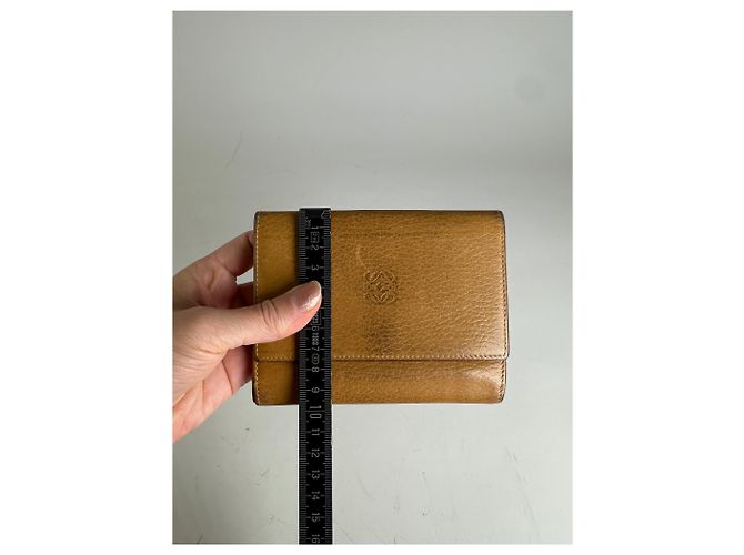 Vintage Loewe Grained Leather Wallet Tan Gold Camel - view 10