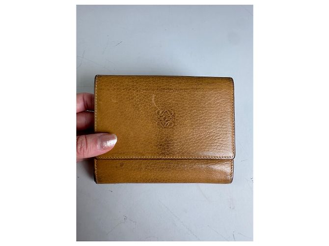 Vintage Loewe Grained Leather Wallet Tan Gold Camel - view 3