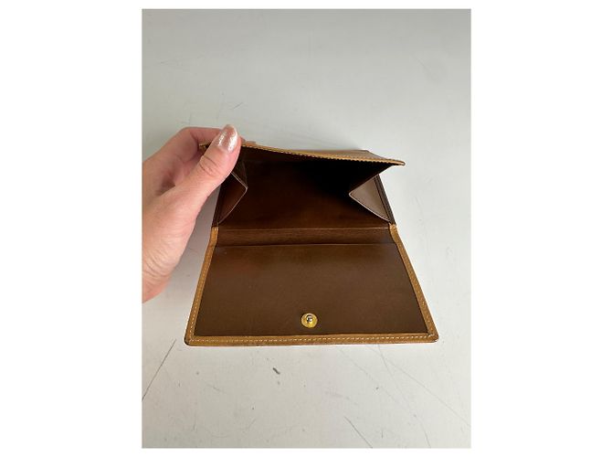 Vintage Loewe Grained Leather Wallet Tan Gold Camel - view 4