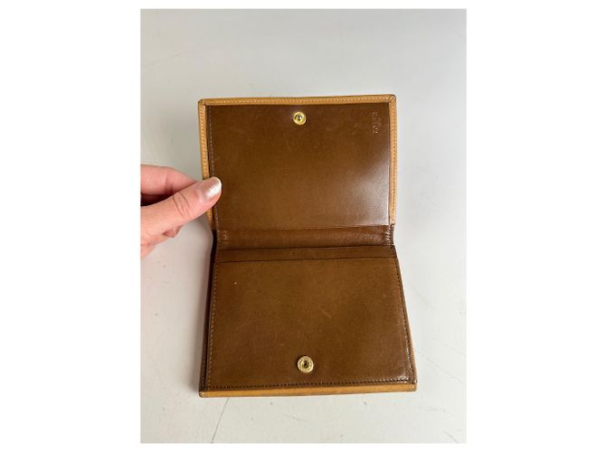 Vintage Loewe Grained Leather Wallet Tan Gold Camel - view 5