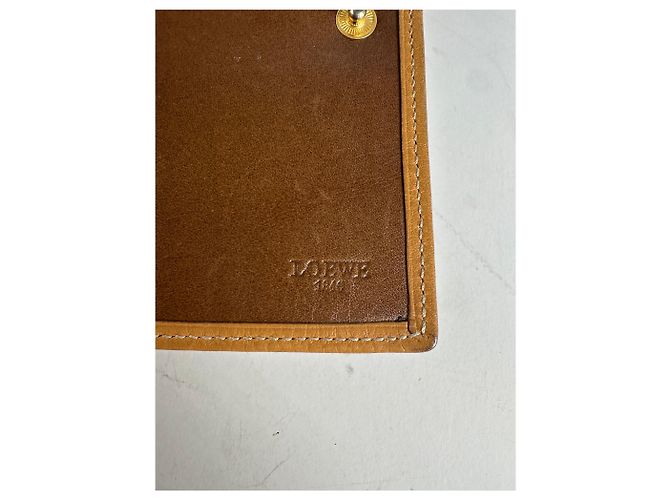 Vintage Loewe Grained Leather Wallet Tan Gold Camel - view 6