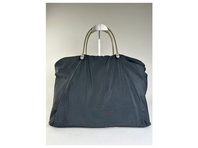 Vintage Loewe Nylon Tote Bag Schwarz Silber - Ansicht 13