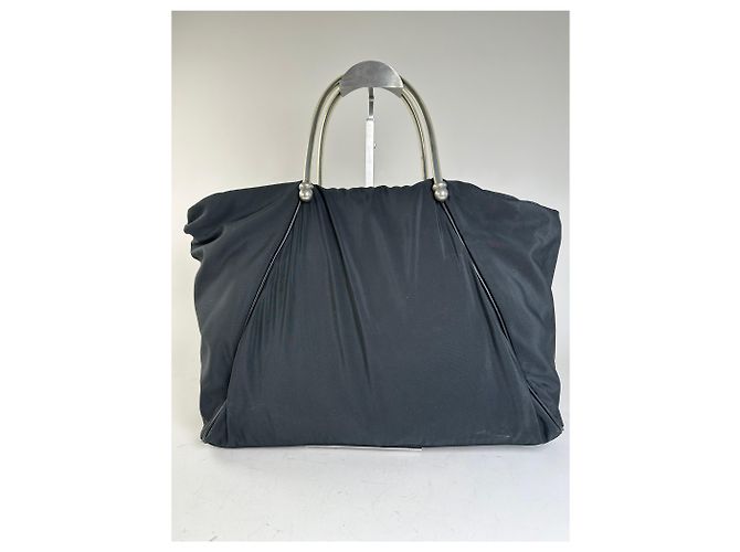 Vintage Loewe Nylon Tote Bag Schwarz Silber - Ansicht 14