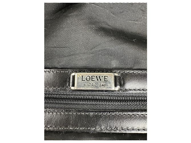 Vintage Loewe Nylon Tote Bag Schwarz Silber - Ansicht 5
