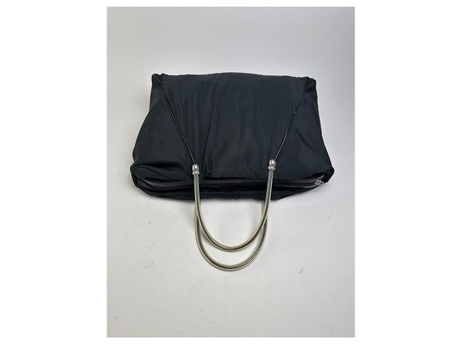 Vintage Loewe Nylon Tote Bag Schwarz Silber - Ansicht 7