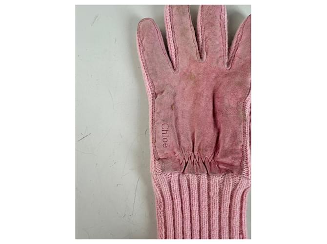 Chloé Vintage Chloe Wildleder-Strickhandschuhe Rosa Pink - Ansicht 4