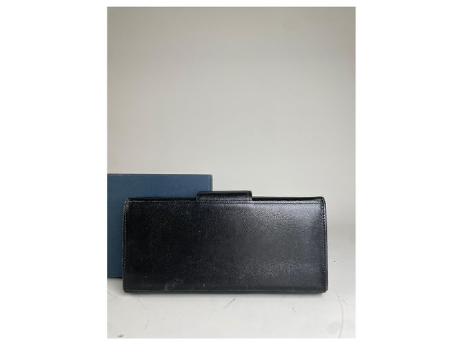 Vintage Givenchy Leather Wallet Black Gold Clasp - view 11