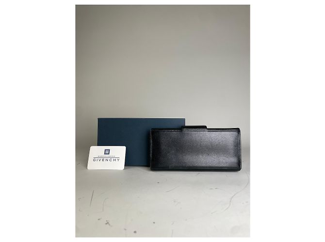 Vintage Givenchy Leather Wallet Black Gold Clasp - view 2
