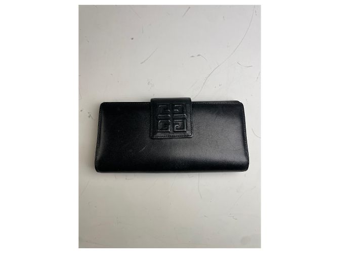 Vintage Givenchy Leather Wallet Black Gold Clasp - view 3