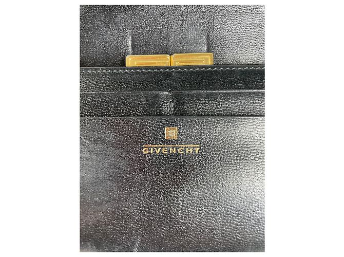 Vintage Givenchy Leather Wallet Black Gold Clasp - view 5
