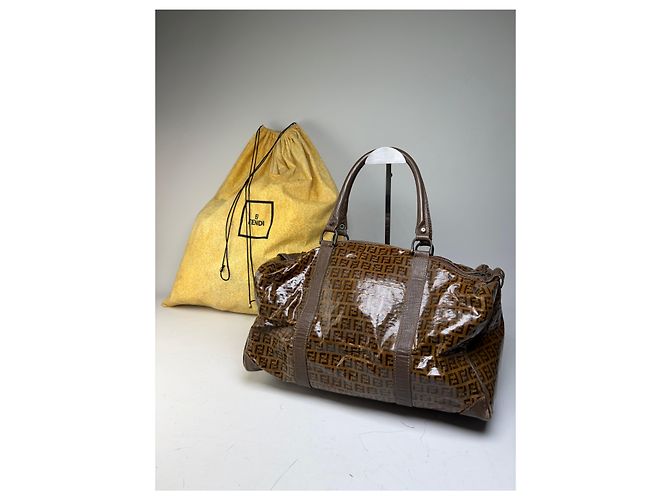 Vintage Fendi FF Monogramm Canvas Weekender Tasche Braun Tan - Ansicht 2