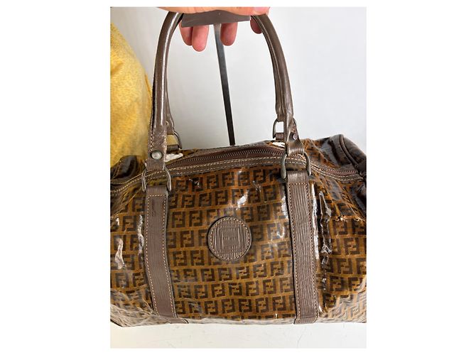 Vintage Fendi FF Monogramm Canvas Weekender Tasche Braun Tan - Ansicht 5