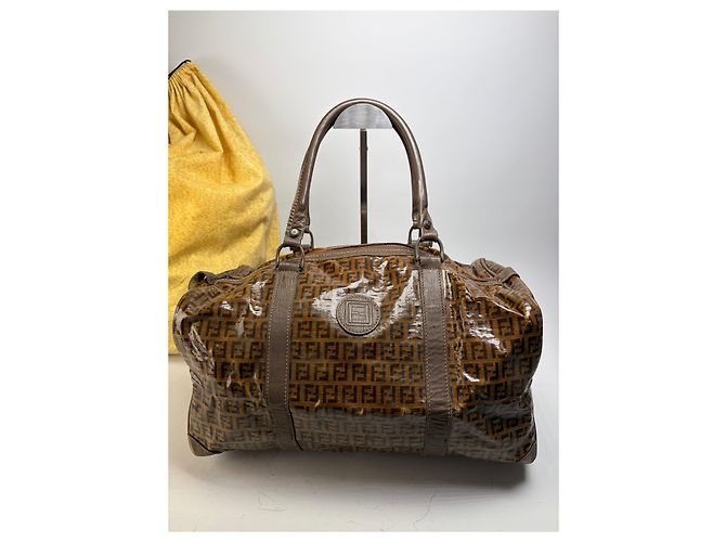 Vintage Fendi FF Monogramm Canvas Weekender Tasche Braun Tan - Ansicht 6