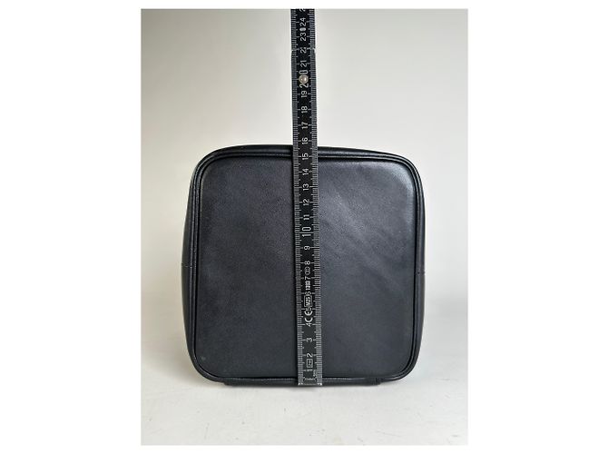 Beauty case in pelle liscia vintage Courreges nero argento - vista 10