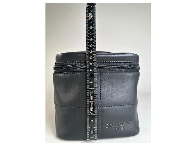 Beauty case in pelle liscia vintage Courreges nero argento - vista 12