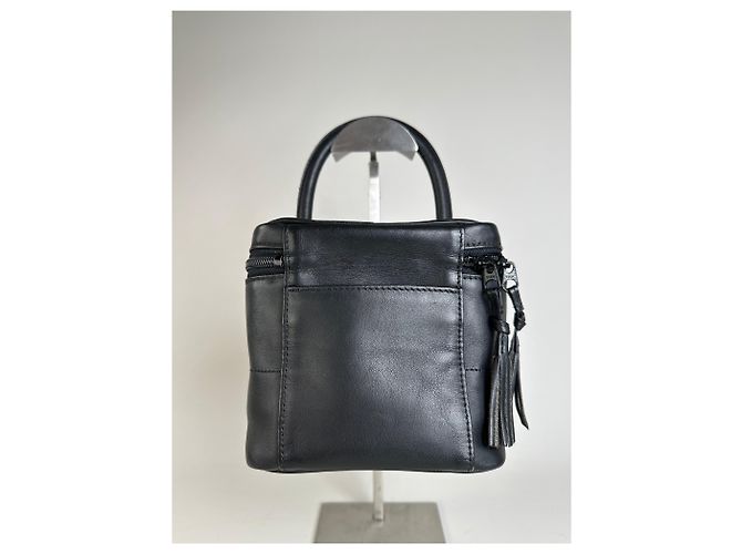 Beauty case in pelle liscia vintage Courreges nero argento - vista 14