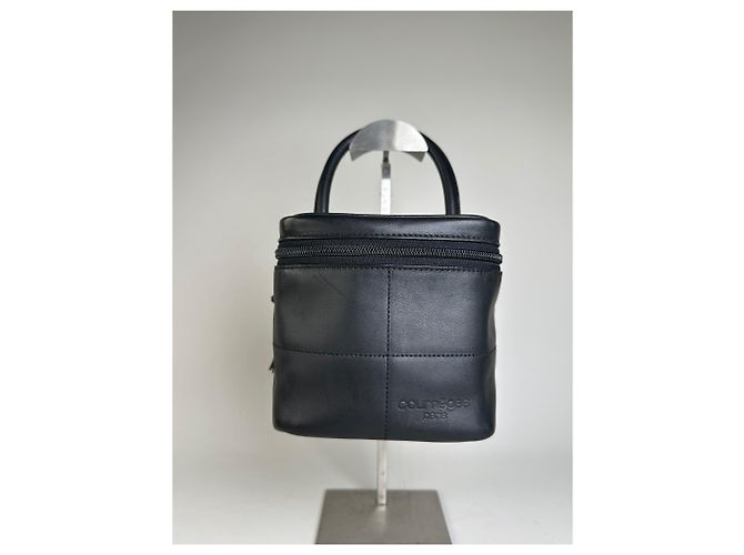 Beauty case in pelle liscia vintage Courreges nero argento - vista 2