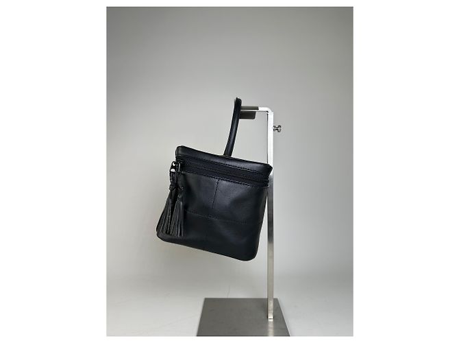 Beauty case in pelle liscia vintage Courreges nero argento - vista 4