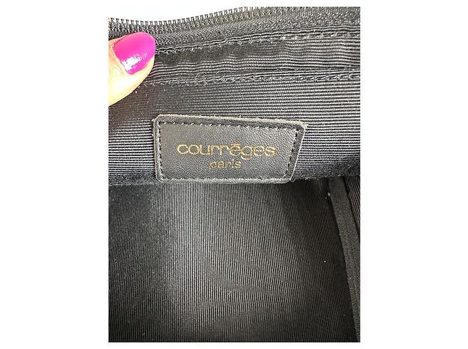 Beauty case in pelle liscia vintage Courreges nero argento - vista 5