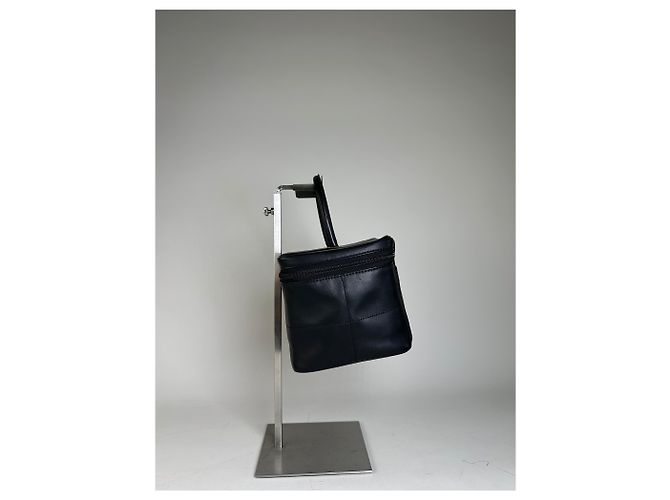 Beauty case in pelle liscia vintage Courreges nero argento - vista 6