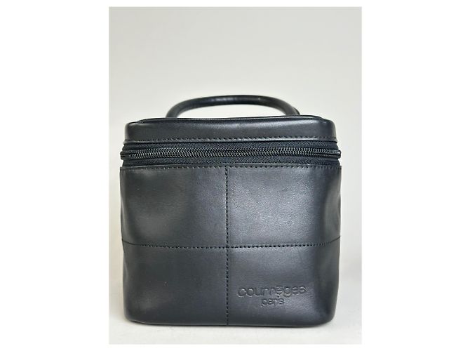 Beauty case in pelle liscia vintage Courreges nero argento - vista 8
