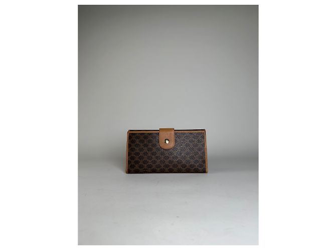 Céline Clutch Cartera Vintage Celine Monogram Canvas Marrón Tan Castaño - vista 10