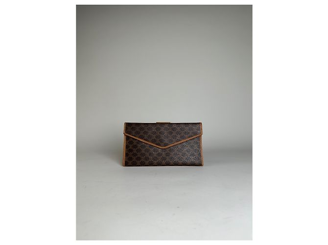 Céline Clutch Cartera Vintage Celine Monogram Canvas Marrón Tan Castaño - vista 11