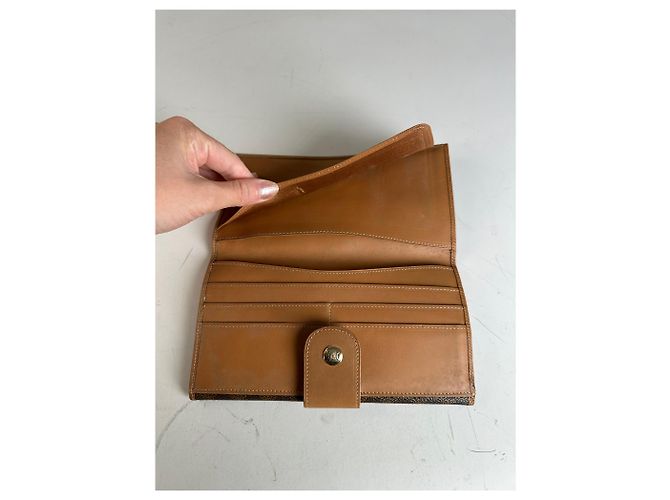 Céline Clutch Cartera Vintage Celine Monogram Canvas Marrón Tan Castaño - vista 5