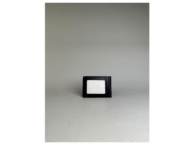 Vintage Courreges Leather Card Holder Black White Silver Logo - view 10