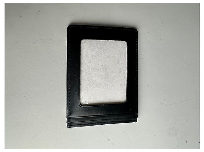 Vintage Courreges Leather Card Holder Black White Silver Logo - view 6