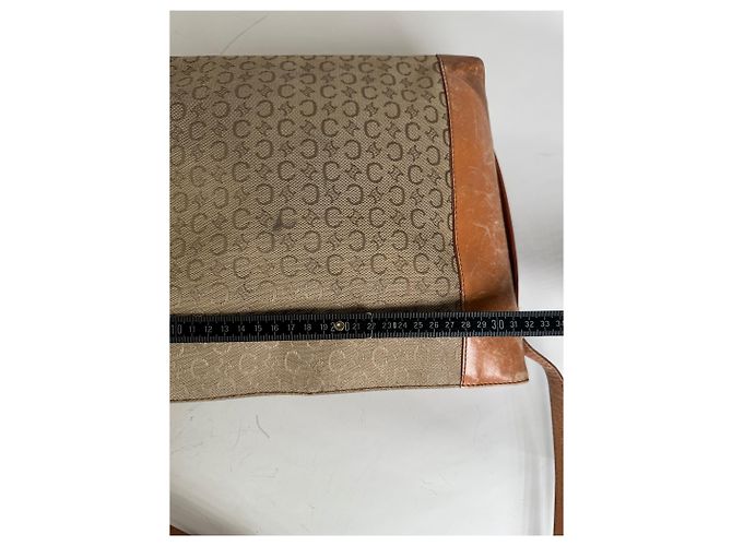 Céline Vintage Celine Monogram Canvas Schultertasche Beige Braun - Ansicht 10
