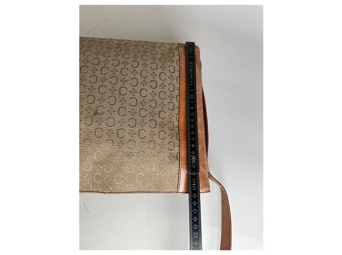 Céline Vintage Celine Monogram Canvas Schultertasche Beige Braun - Ansicht 11