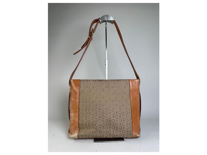 Céline Vintage Celine Monogram Canvas Schultertasche Beige Braun - Ansicht 2