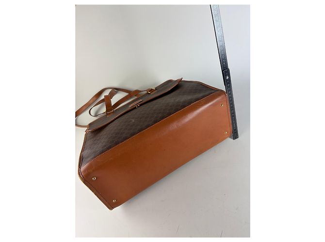 Edge Céline Vintage Celine Macadam Canvas Tote Braun Tan Gold Kamel - Ansicht 11