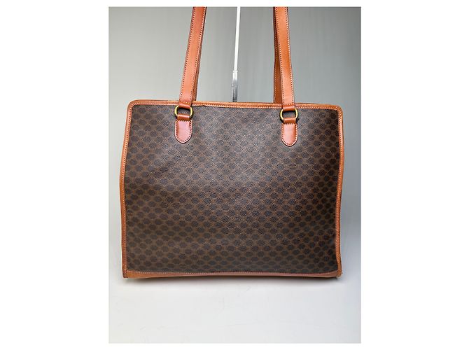 Edge Céline Vintage Celine Macadam Canvas Tote Braun Tan Gold Kamel - Ansicht 13