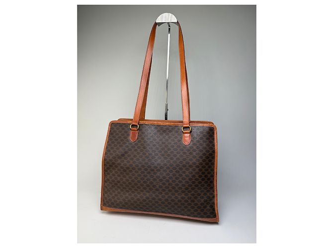 Edge Céline Vintage Celine Macadam Canvas Tote Braun Tan Gold Kamel - Ansicht 2