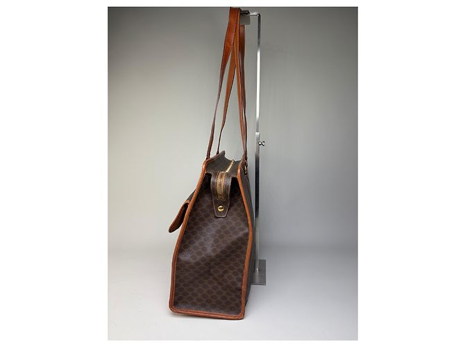 Edge Céline Vintage Celine Macadam Canvas Tote Braun Tan Gold Kamel - Ansicht 8