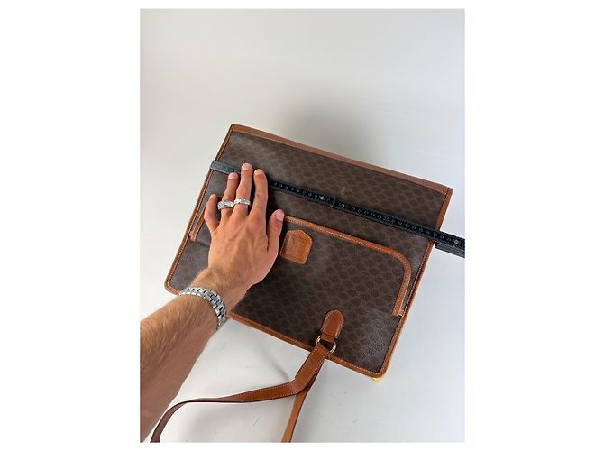 Edge Céline Vintage Celine Macadam Canvas Tote Braun Tan Gold Kamel - Ansicht 9