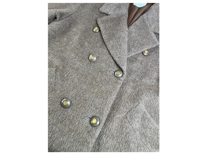 Vintage Givenchy Wool Blend Coat Brown Gold M - view 12