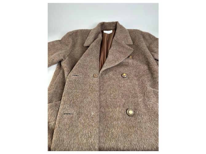 Vintage Givenchy Wool Blend Coat Brown Gold M - view 13
