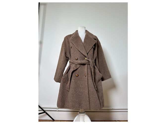 Vintage Givenchy Wool Blend Coat Brown Gold M - view 14
