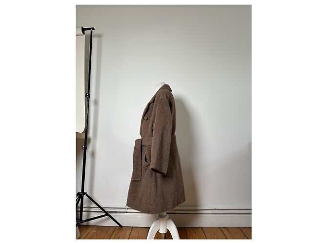 Vintage Givenchy Wool Blend Coat Brown Gold M - view 2