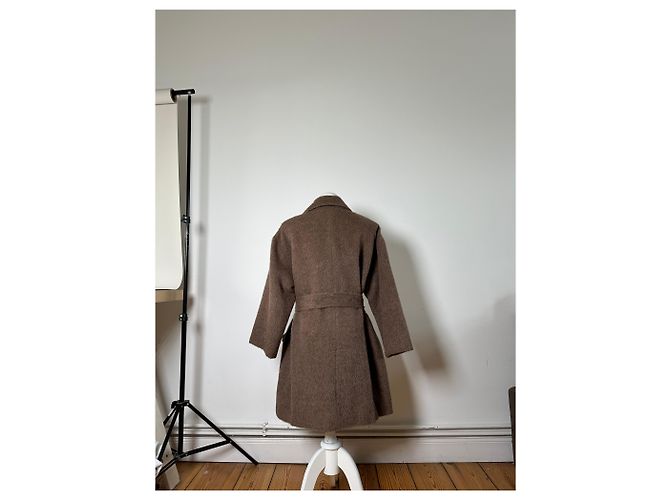 Vintage Givenchy Wool Blend Coat Brown Gold M - view 3